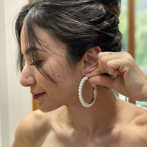 NWT Pearl Hoop Earrings